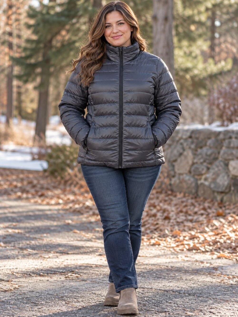 UNIQLO Women's XL 90% Down Puffer Jacket Charcoal Gray Lightweight Coat